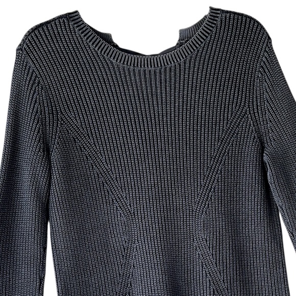 CASLON | NWOT BLUE COTTON RIBBED TIE-BACK TUNIC SWEATER | EXTRA SMALL - Picture 3 of 11